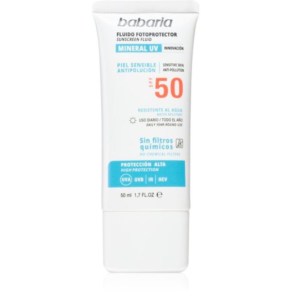 Babaria Babaria Sun Face защитен флуид без химически филтри за лице SPF 50 50 мл.