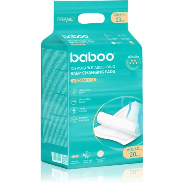 Baboo Baboo AirComfort Disposable Absorbing Changing Pads еднократни подложки за смяна на пелените 60x60 cm 20 бр.