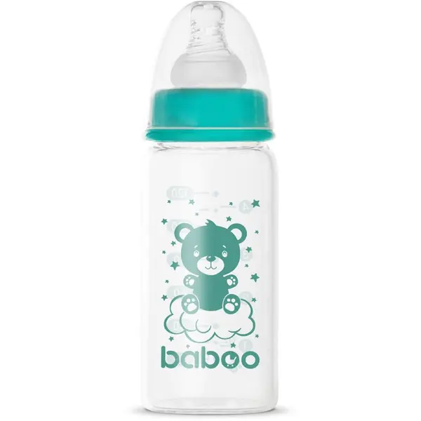 Baboo Baboo Anti-colic Glass Feeding Bottle Narrow Neck стъклено бебешко шише 0m+ 120 мл.