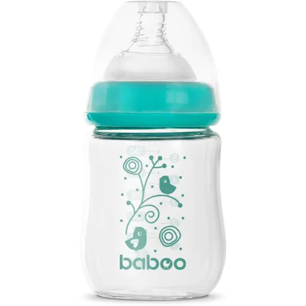 Baboo Baboo Anti-colic Glass Feeding Bottle Wide Neck стъклено бебешко шише 0m+ 150 мл.