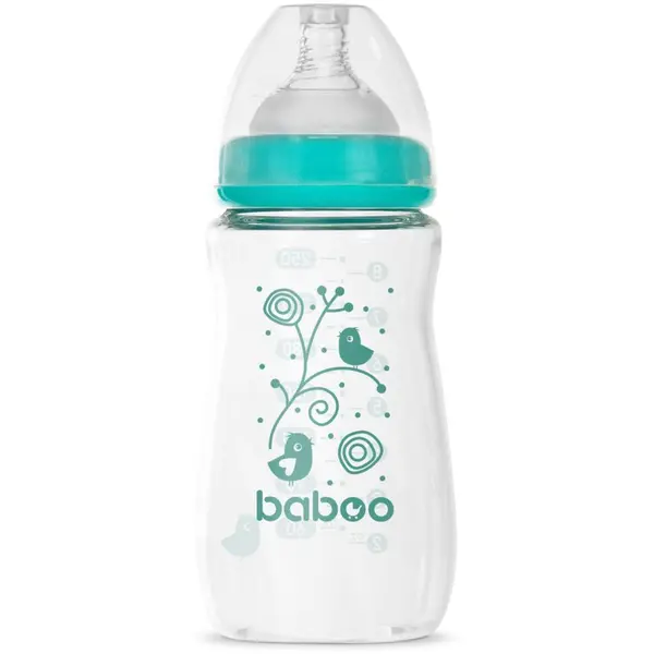 Baboo Baboo Anti-colic Glass Feeding Bottle Wide Neck стъклено бебешко шише 3m+ 250 мл.