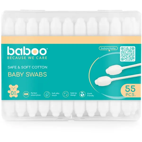 Baboo Baboo Baby Swabs клечки за уши за деца от раждането им 55 бр.