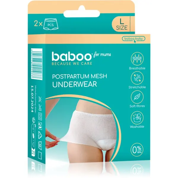 Baboo Baboo Postpartum Mesh Pants следродилни бикини и боксерки размер L 2 бр.