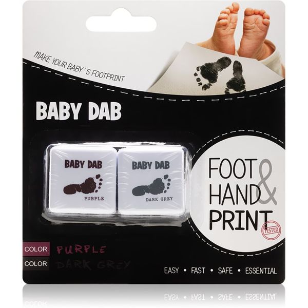 Baby Dab Baby Dab Foot & Hand Print Purple & Grey боя за детски печати 2 бр.