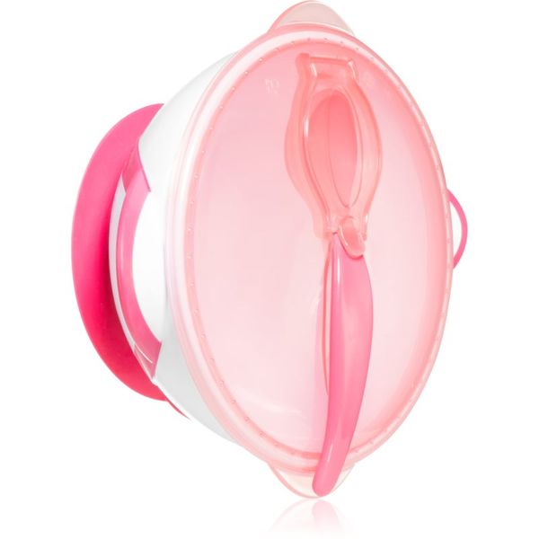 BabyOno BabyOno Be Active Suction Bowl with Spoon комплект за хранене за деца Pink 6 m+ 2 бр.