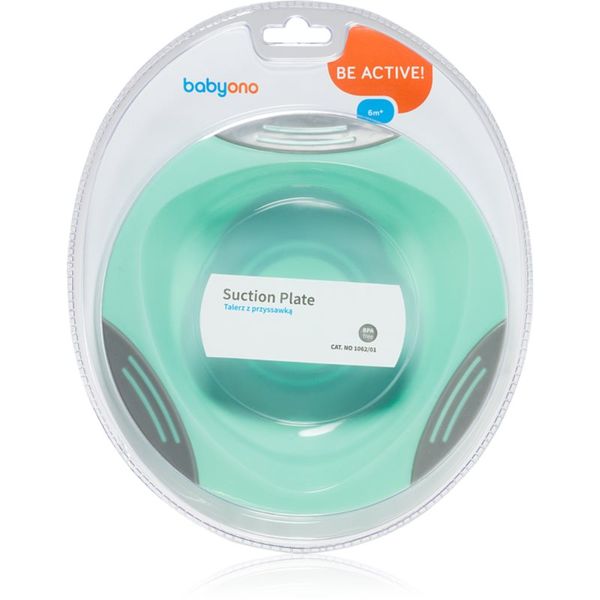 BabyOno BabyOno Be Active Suction Plate чиния с вендуза Mint 6 m+ 1 бр.