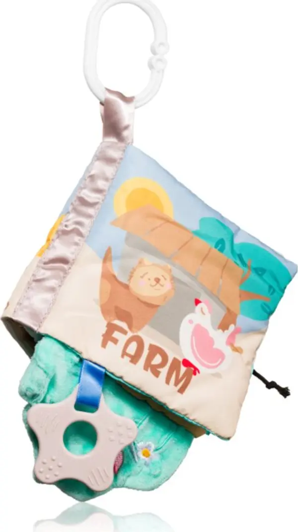 BabyOno BabyOno Have Fun Sensory Book контрастна образователна книжка с гризалка Farm 1 бр.