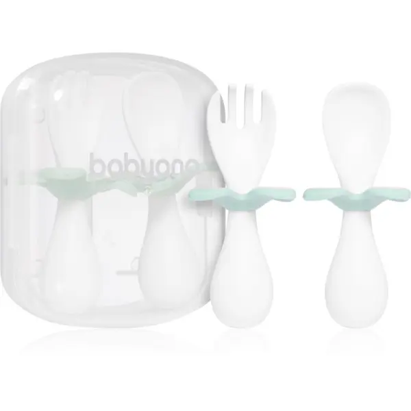 BabyOno BabyOno Spoon and Fork 12m+ прибор с калъфка Mint 1 бр.