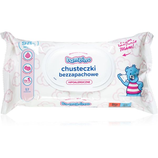Bambino Bambino Baby Unscented Wet Wipes нежно почистващи мокри кърпички за деца от раждането им 57 бр.