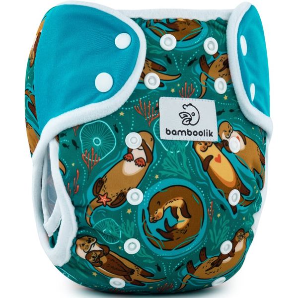 Bamboolik Bamboolik DUO Diaper Cover горни гащички, които се перат с тик-так копчета Otters in Love + Turquoise