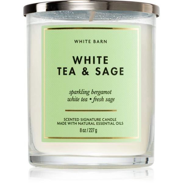 Bath & Body Works Bath & Body Works White Tea & Sage ароматна свещ 227 гр.