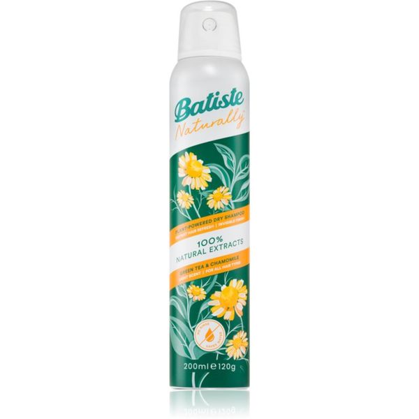 Batiste Batiste Naturally Green tea & Chamomile сух шампоан за абсорбиране на излишния себум а освежаване на косата 200 мл.