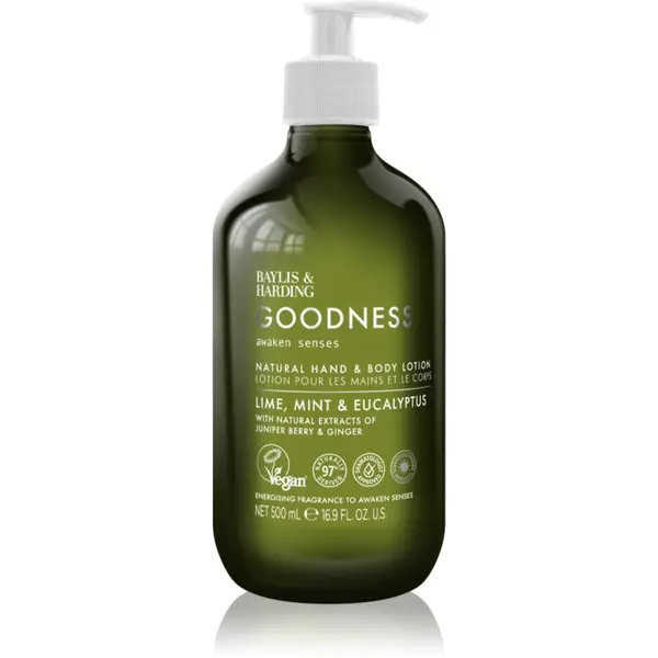 Baylis & Harding Baylis & Harding Goodness Awaken Senses мляко за ръце и тяло с освежаващ ефект аромати Lime, Mint & Eucalyptus 500 мл.