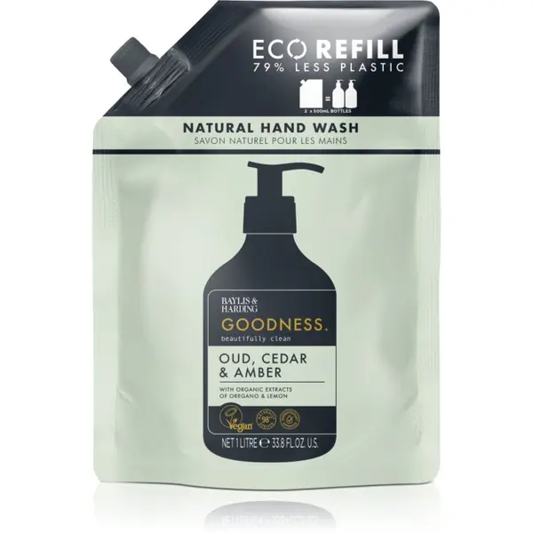 Baylis & Harding Baylis & Harding Goodness Oud, Cedar & Amber натурален течен сапун за ръце REFILL 1000 мл.