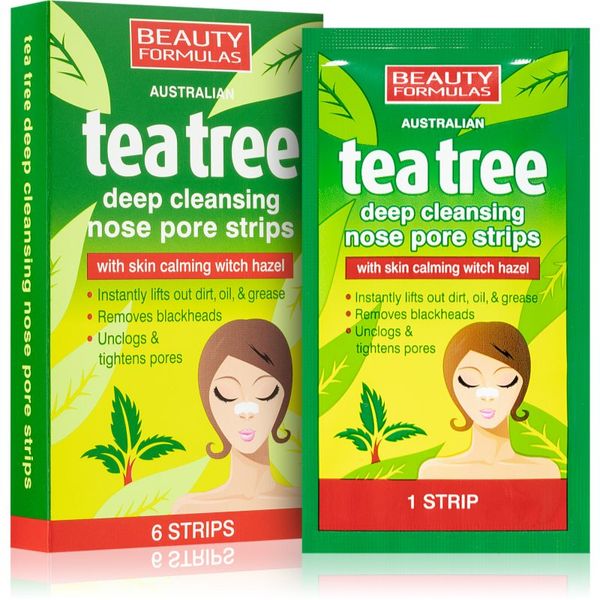 Beauty Formulas Beauty Formulas Tea Tree почистваща лепенка за запушени пори по носа 6 бр.