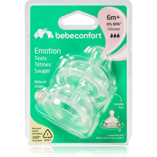 Bebeconfort Bebeconfort Emotion Medium to Rapid Flow биберон за шише 6 m+ 2 бр.