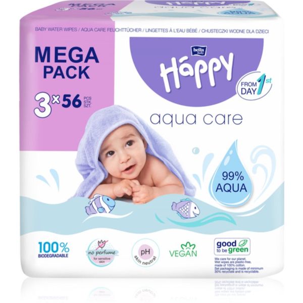 Bella Baby Happy BELLA Baby Happy Aqua care мокри почистващи кърпички за деца 3x56 бр.