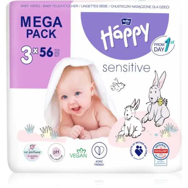 BELLA BELLA Baby Happy Sensitive мокри кърпички 3x56 бр.