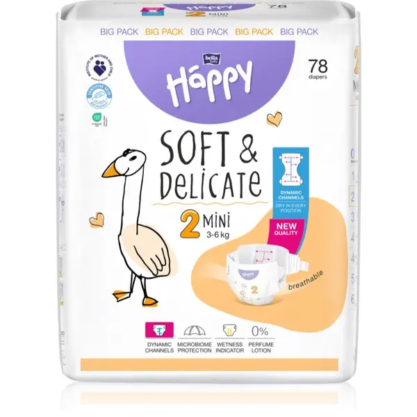 BELLA BELLA Baby Happy Soft&Delicate еднократни пелени Mini 3-6 kg 78 бр.