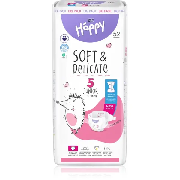 BELLA BELLA Baby Happy Soft&Delicate еднократни пелени с каналчета 11-18 kg 52 бр.