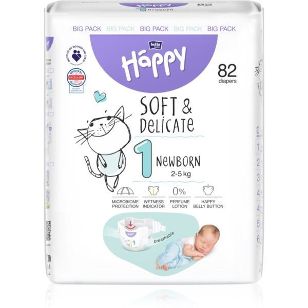 Bella Baby Happy BELLA Baby Happy Soft&Delicate Size 1 Newborn еднократни пелени 2-5 kg 82 бр.