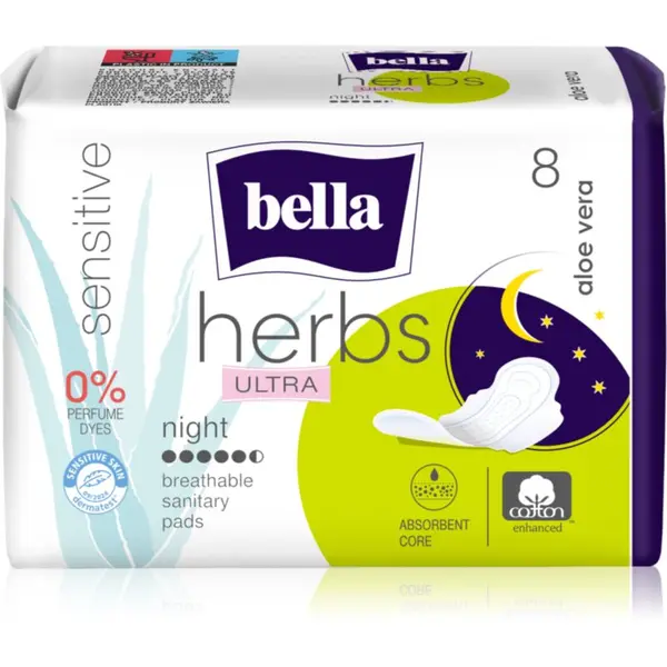 BELLA BELLA Herbs Ultra Night дамски превръзки за нощ Aloe Vera 8 бр.