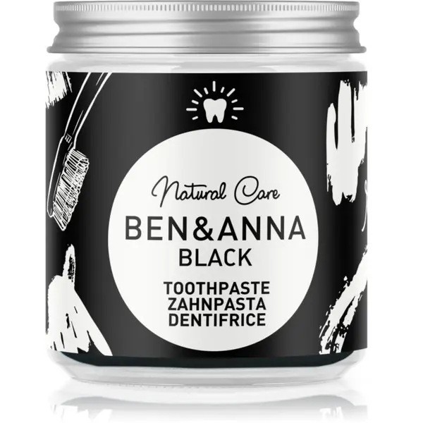 BEN&ANNA BEN&ANNA Natural Toothpaste Black паста за зъби в стъклен дозатор с активен въглен 100 мл.