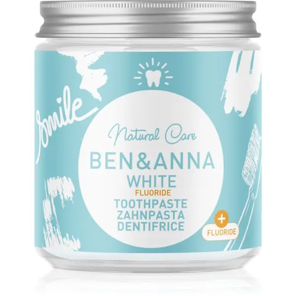 BEN&ANNA BEN&ANNA Natural Toothpaste White Fluoride паста за зъби в стъклен дозатор с флуорид 100 мл.