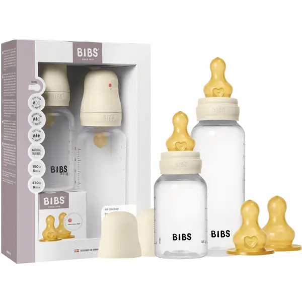 BIBS BIBS Anti-Colic Baby Bottle Set шише против колики с биберон от латекс Ivory