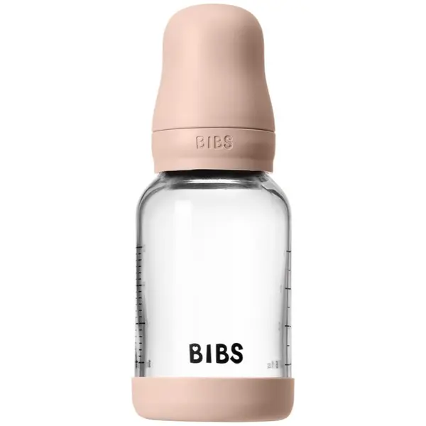 BIBS BIBS Baby Glass Bottle Silicone шише против колики със силиконова приставка за пиене Blush 120 мл.