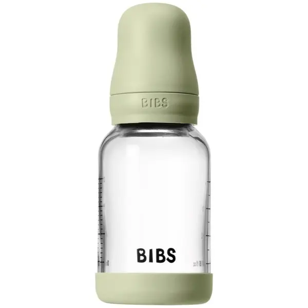 BIBS BIBS Baby Glass Bottle Silicone шише против колики със силиконова приставка за пиене Sage 120 мл.