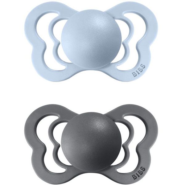 BIBS BIBS Couture Silicone Size 1: 0+ months биберон Iron / Baby Blue 2 бр.