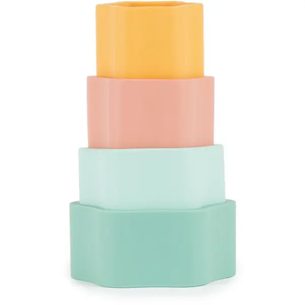 Bieco Bieco Silicone Stacking Tower Flower играчка за подреждане 12 m+ Tropical Vibes 4 бр.