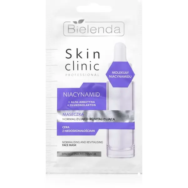 Bielenda Bielenda Skin Clinic Professional Niacinamide нощна ревитализираща маска за възстановяване на кожата на лицето за проблемна кожа, акне 8 гр.