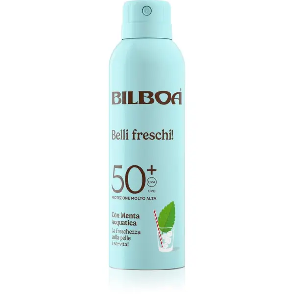 Bilboa Bilboa Belli Freschi слънцезащитен спрей с мента пиперита SPF 50+ 150 мл.