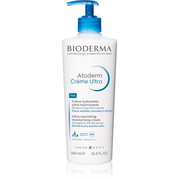 Bioderma Bioderma Atoderm Cream подхранващ крем за тяло за нормална към суха чувствителна кожа без парфюм Bottle with Pump 500 мл.