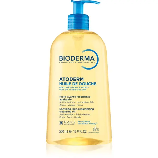 Bioderma Bioderma Atoderm Shower Oil високо подхранващ и успокояващ душ-гел за суха и раздразнена кожа 500 мл.