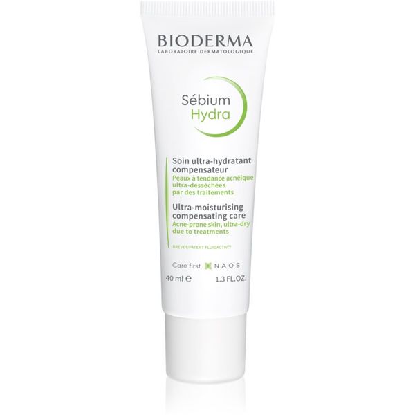 Bioderma Bioderma Sébium Hydra хидратиращ крем за кожа, която е суха и раздразнена от медикаментозно лечение на акне 40 мл.