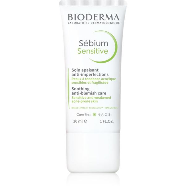 Bioderma Bioderma Sébium Sensitive интензивен хидратиращ и успокояващ крем за кожа, която е суха и раздразнена от медикаментозно лечение на акне 30 мл.