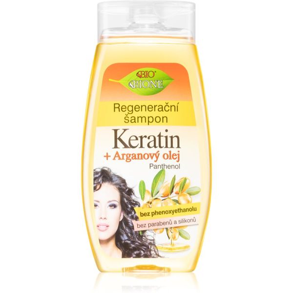 Bione Cosmetics Bione Cosmetics Keratin + Argan регенериращ шампоан за блясък и мекота на косата 260 мл.