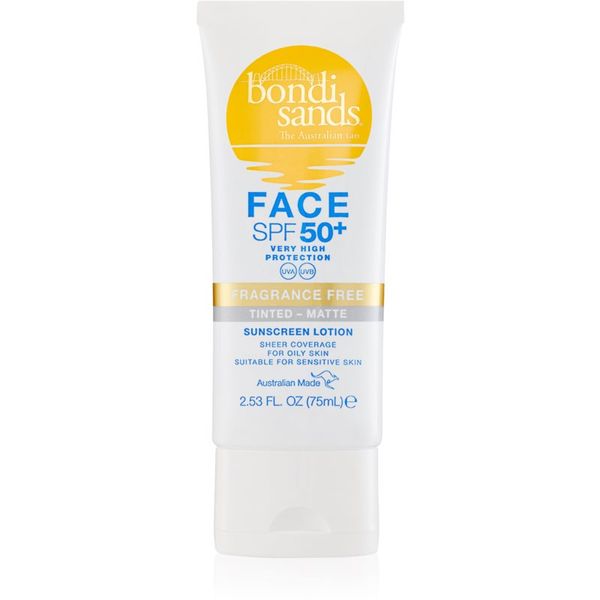 Bondi Sands Bondi Sands SPF 50+ Face Fragrance Free защитен тониращ крем за лице за матиране SPF 50+ 75 мл.