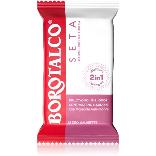 Borotalco Borotalco Soft Talc & Pink Flower освежаващи мокри кърпички за крака, тяло и подмишници 12 бр.