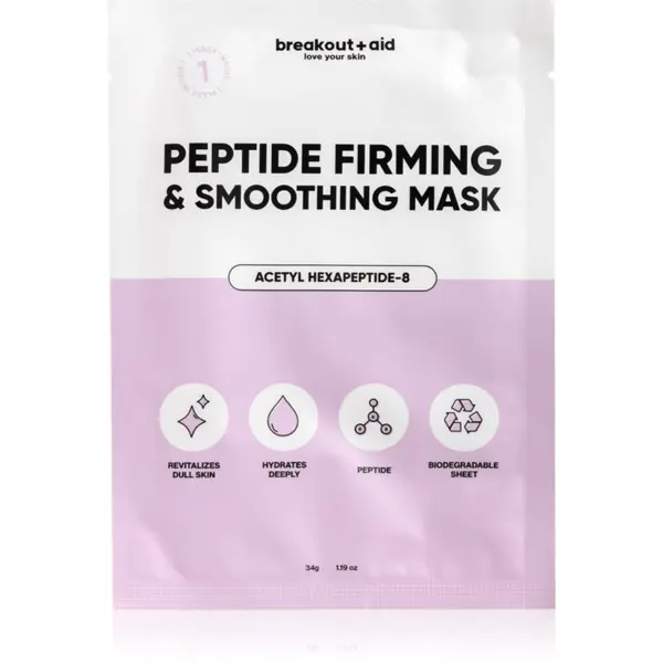 breakout + aid breakout + aid Peptide Firming & Smoothing Mask платнена маска с пептиди 34 гр.