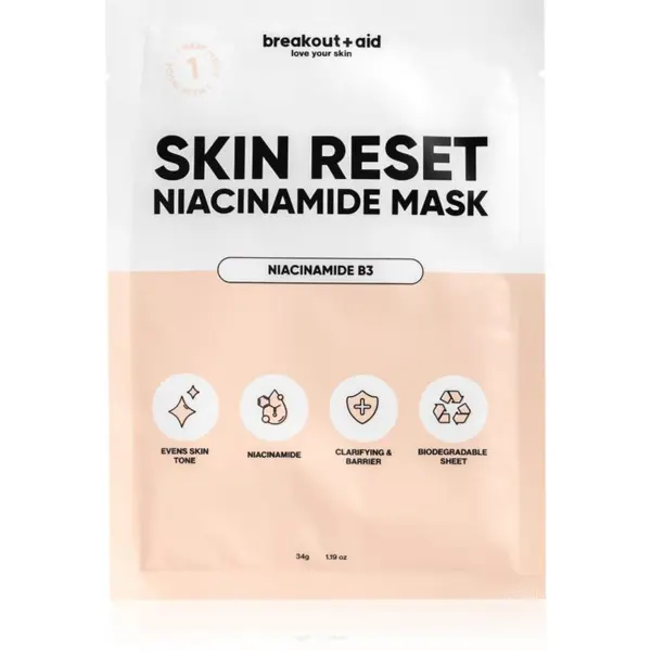 breakout + aid breakout + aid Skin Reset Niacinamide Mask платнена маска с ниацинамид 34 гр.