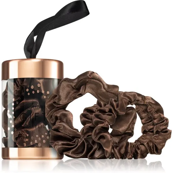 BrushArt BrushArt Gift for You Slim & Midi satin scrunchie set ластици за коса Chocolate brown 3 бр.