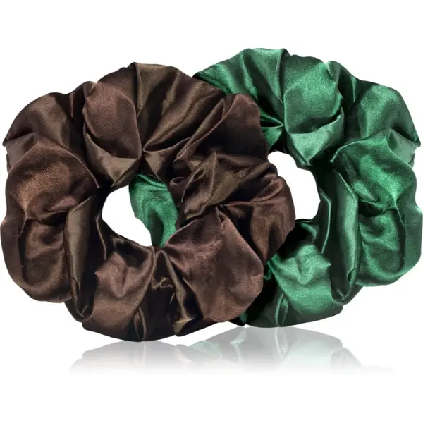 BrushArt BrushArt Hair Large satin scrunchie set ластици за коса Brown & Green