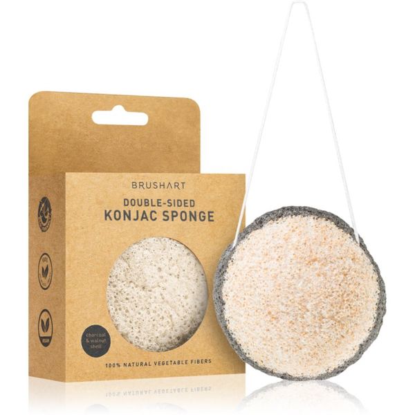 BrushArt BrushArt Home Salon Double-sided konjac sponge нежна ексфолираща гъба Charcoal & Walnut 6 гр.