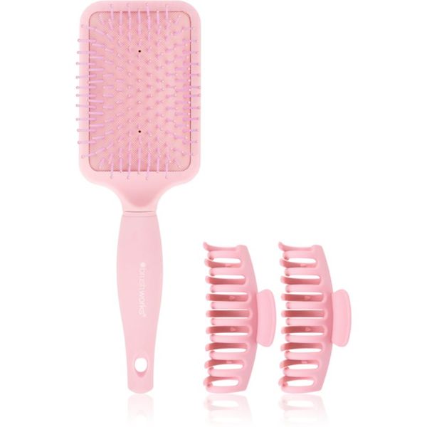 Brushworks Brushworks Paddle Brush and Claw Clips комплект (За коса)