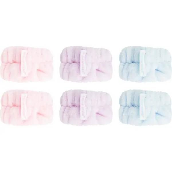 Brushworks Brushworks Pastel Microfibre Wrist Wash Bands гривни против стичаща се вода при миене на лицето 6 бр.