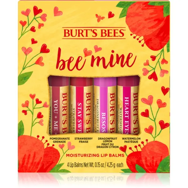 Burt’s Bees Burt’s Bees Bee Mine балсам за устни в пчелен восък вкус Pomegranate, Strawberry, Dragonfruit Lemon, Watermelon 4x4.25 гр.